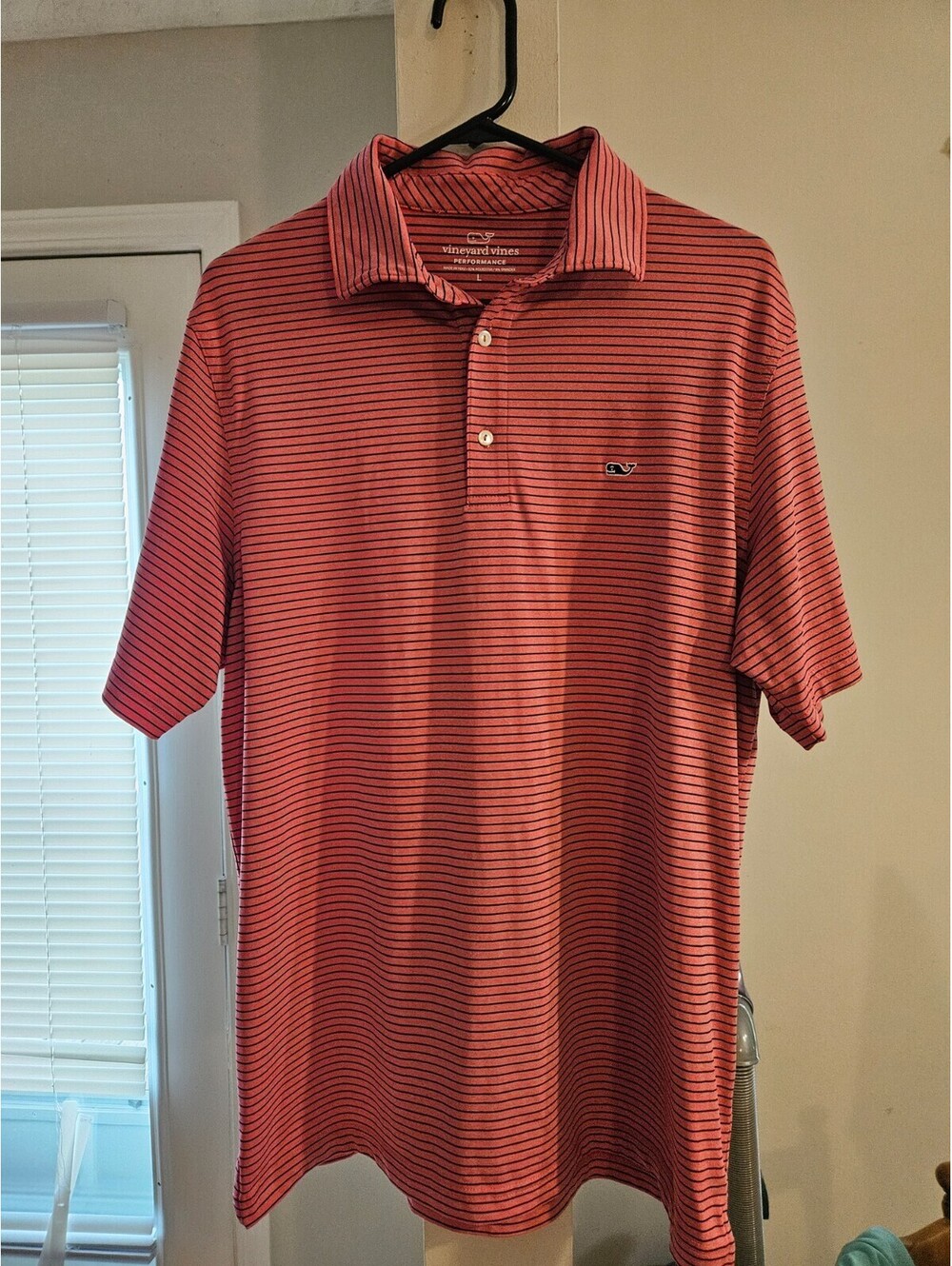Vineyard Vines Edgartown Polo Shirt Men's Size Large Red & Blue Striped